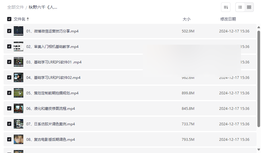 《人像拍摄进阶修图课》秋野六千全流程教学网盘资源下载-云盘资源分享