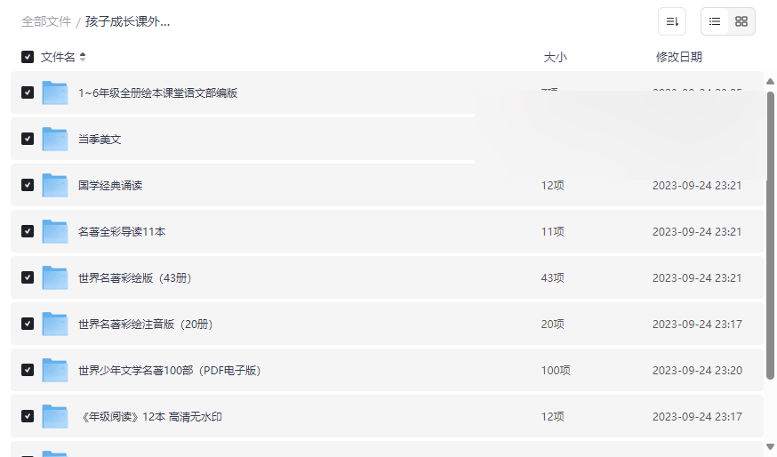 《1-6年级全册绘本课堂+国学经典+名著导读》小学生课外读物网盘资源下载-云盘资源分享