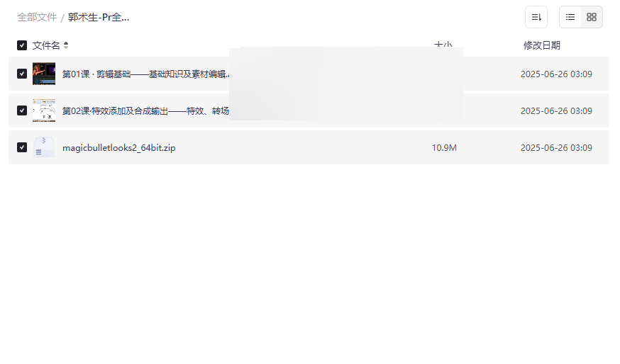 《郭术生-Pr全流程软件教程》免费网盘资源下载从零基础到专业剪辑-云盘资源分享