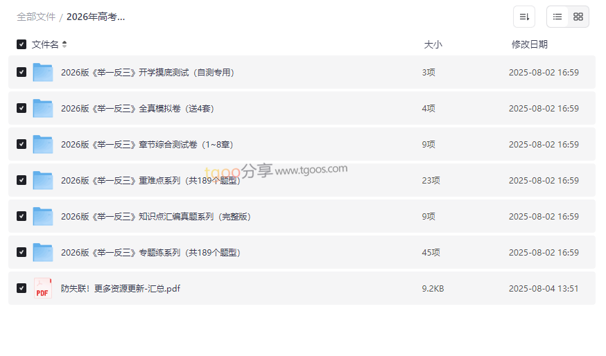 2026年高考数学举一反三全套资源下载六大模块助你高效备考-云盘资源分享