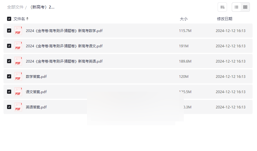 《2024金考卷高考测评猜题卷》新高考三科全套资源免费下载-云盘资源分享