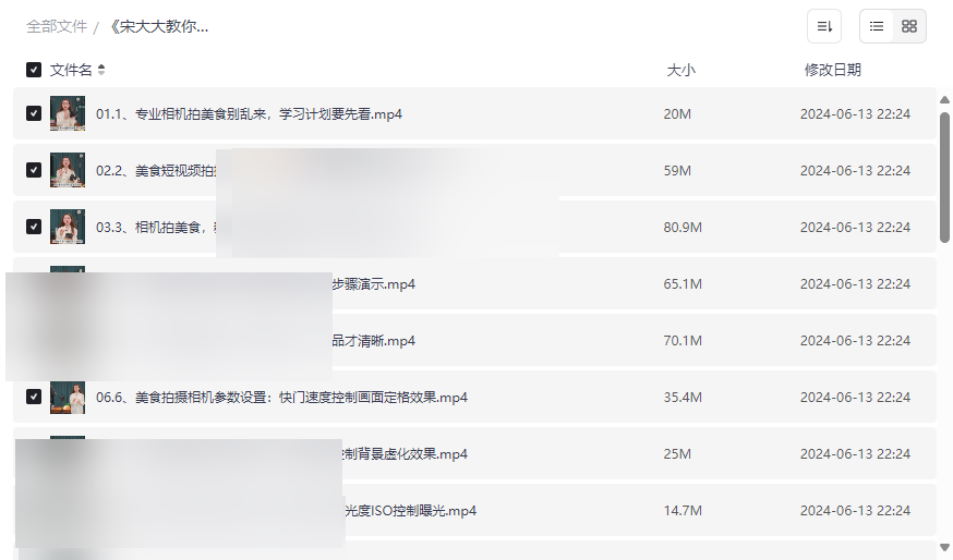 《宋大大教你拍美食短视频》专业拍摄教程网盘资源下载-云盘资源分享