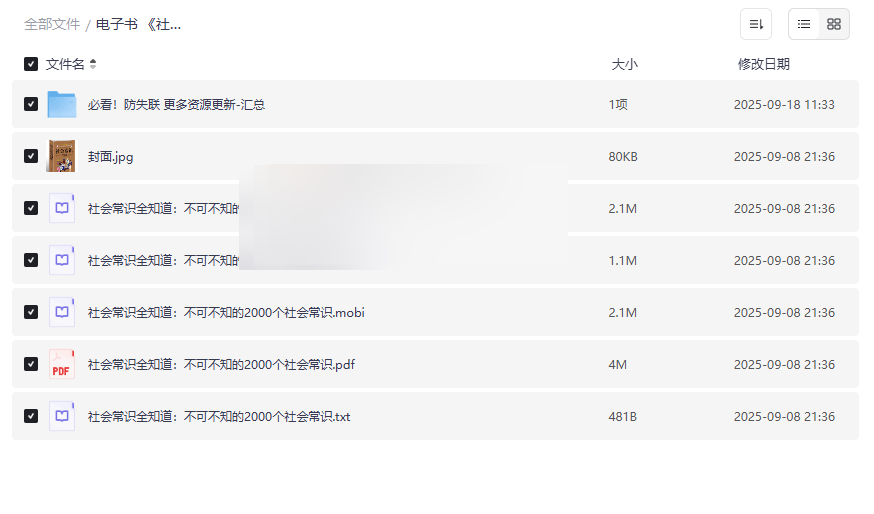 《社会常识全知道》2000个必备常识电子书网盘资源下载-云盘资源分享