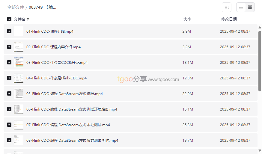 《Flink CDC视频教程》完整实战课程网盘资源下载-云盘资源分享