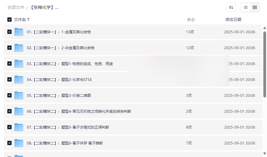 《张梅化学高考冲刺直通班》二轮复习网盘资源下载-云盘资源分享