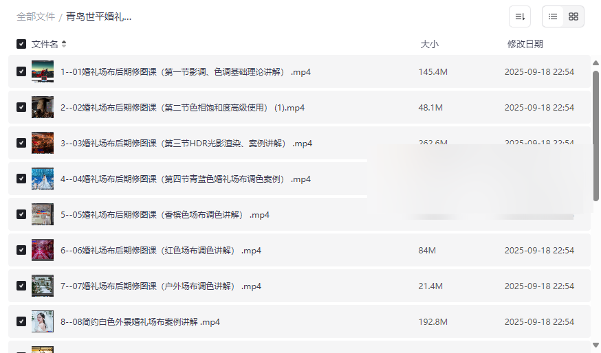 《青岛世平婚礼场布后期修图调色教程》专业网盘资源下载-云盘资源分享