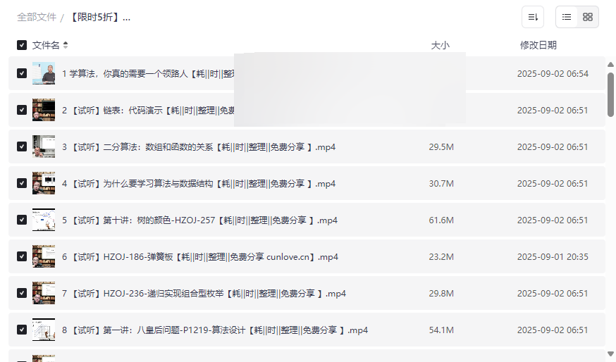 《ACM大牛算法与数据结构实战课程》免费网盘资源下载-云盘资源分享