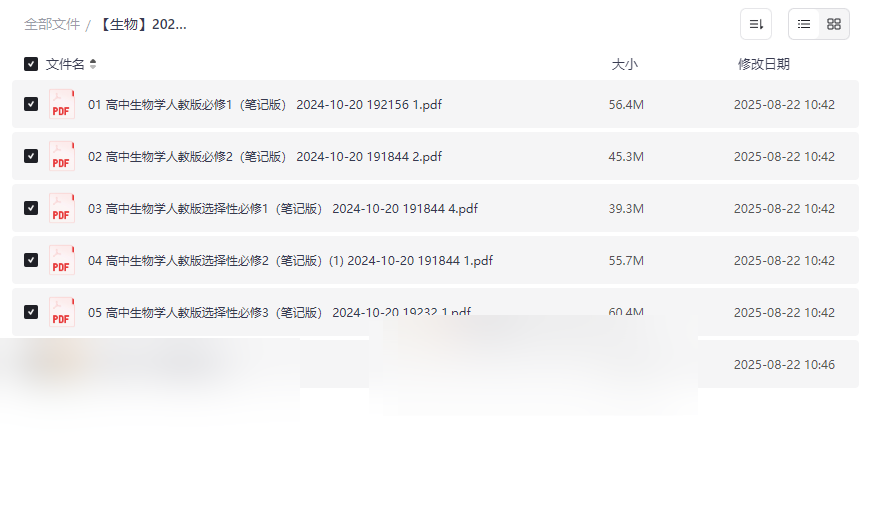 《2025版高中生物笔记》人教版全套PDF资源免费下载-云盘资源分享