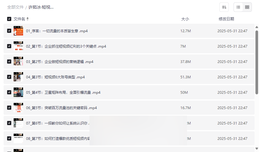 《许茹冰短视频运营精准获客》企业营销实战资源下载-云盘资源分享