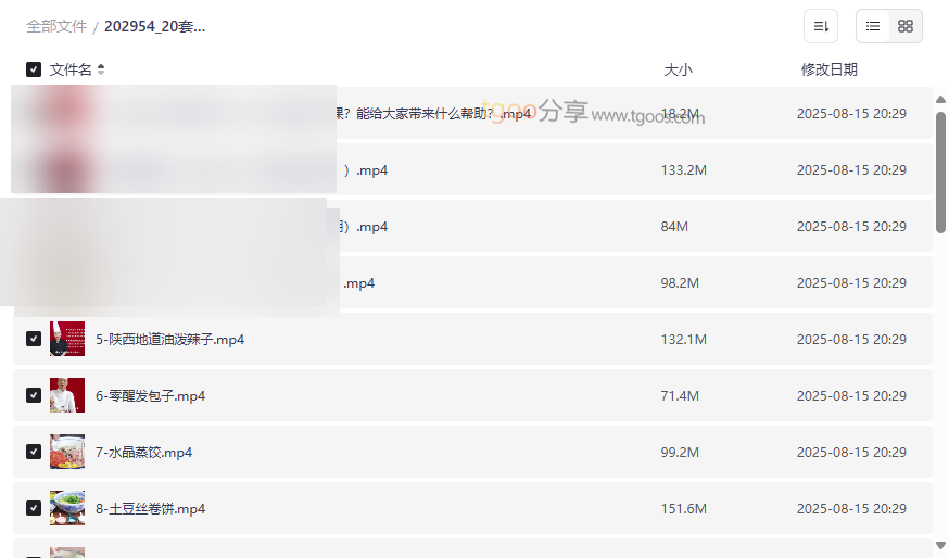 《20套家庭面食面点私房视频课程》免费网盘资源下载-云盘资源分享
