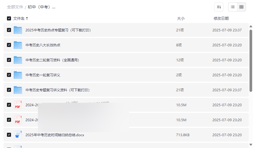 《2025中考历史专题复习资料》免费网盘下载｜热点专题+模拟测试-云盘资源分享