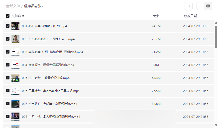 《程序员老张-AI定制课程》网盘资源下载零基础掌握AI换脸与虚拟数字人-云盘资源分享