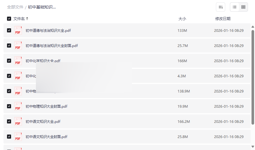 《初中基础知识大全》PDF网盘资源下载 | 语文英语物理化学道法五科核心考点全覆盖-云盘资源分享