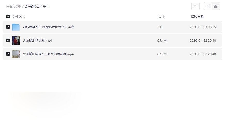 刘伟承妇科中医整体自然疗法火龙罐视频课程全集网盘下载-云盘资源分享