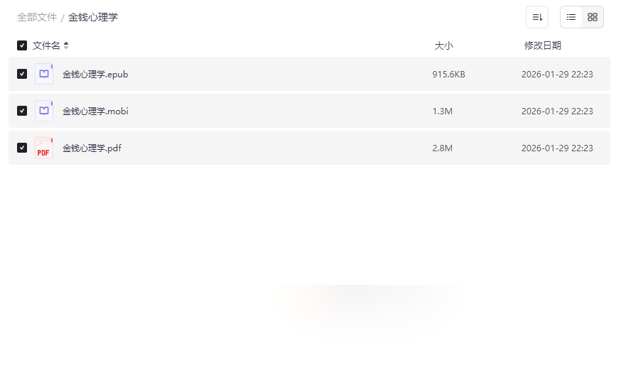 《金钱心理学》EPUB/MOBI/PDF三格式电子书免费下载 | 财富心理建设指南-云盘资源分享