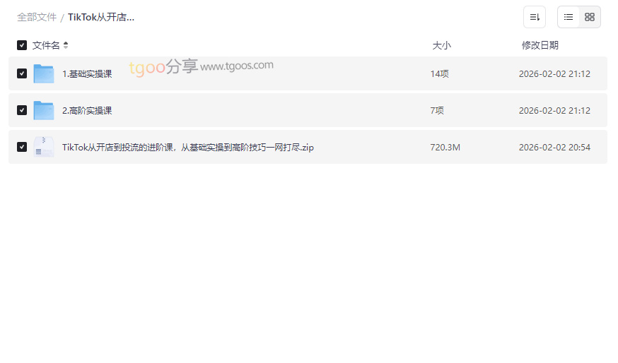 《TikTok电商运营从入门到精通》开店选品投流一站式进阶课网盘资源下载-云盘资源分享