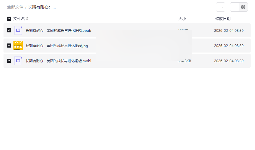 《长期有耐心：美团的成长与进化逻辑》EPUB/MOBI电子书网盘下载-云盘资源分享