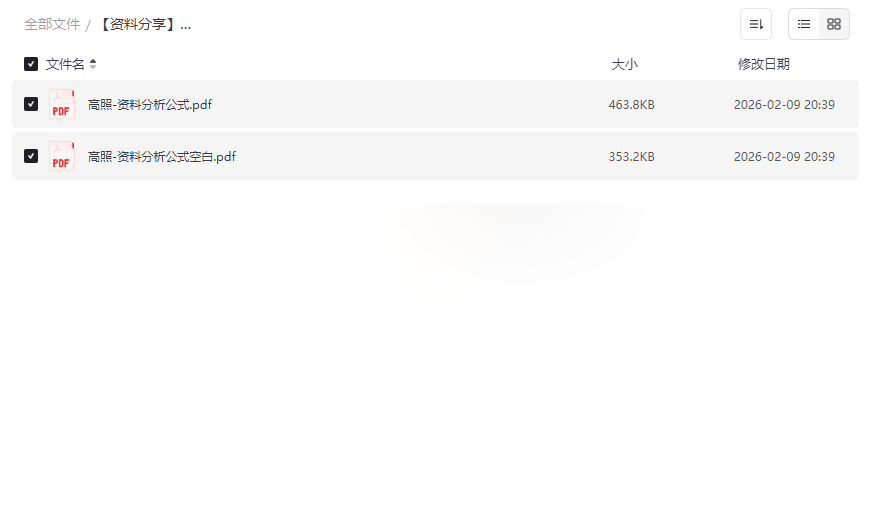 高照资料分析默写表PDF下载 | 公考行测公式速记与高效提分工具-云盘资源分享